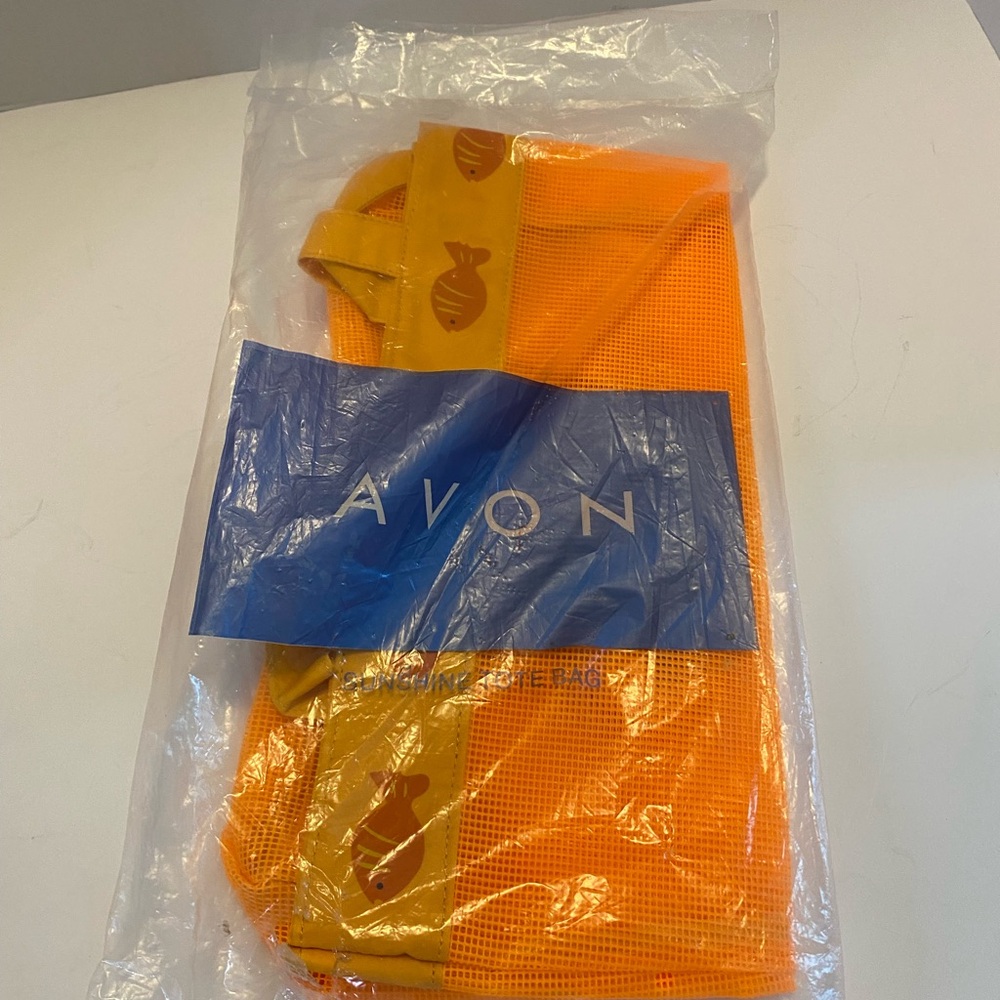 Vintage New Stock AVON Sunshine Tote Bag PVC Mesh Fish Sealed Original Package